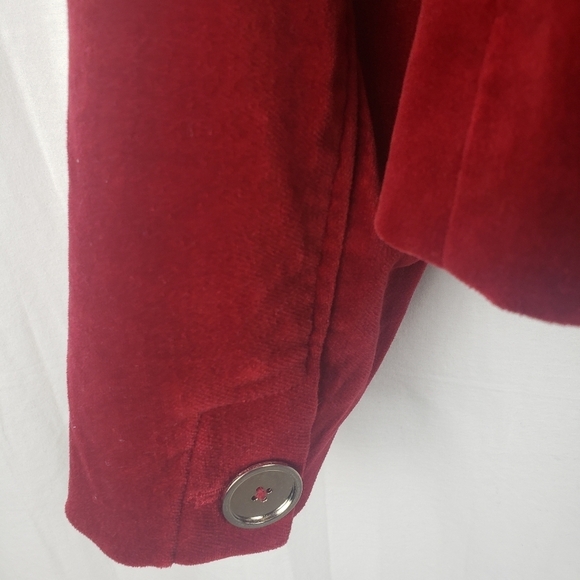 Jones New York Signature Stretch Velvet Long Sleeve Button Holiday Jacket Sz L - Picture 8 of 11